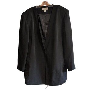 TRAVIS AYERS TA Blazer Jacket Women's 20W 100% Silk Business Formal Black Coat